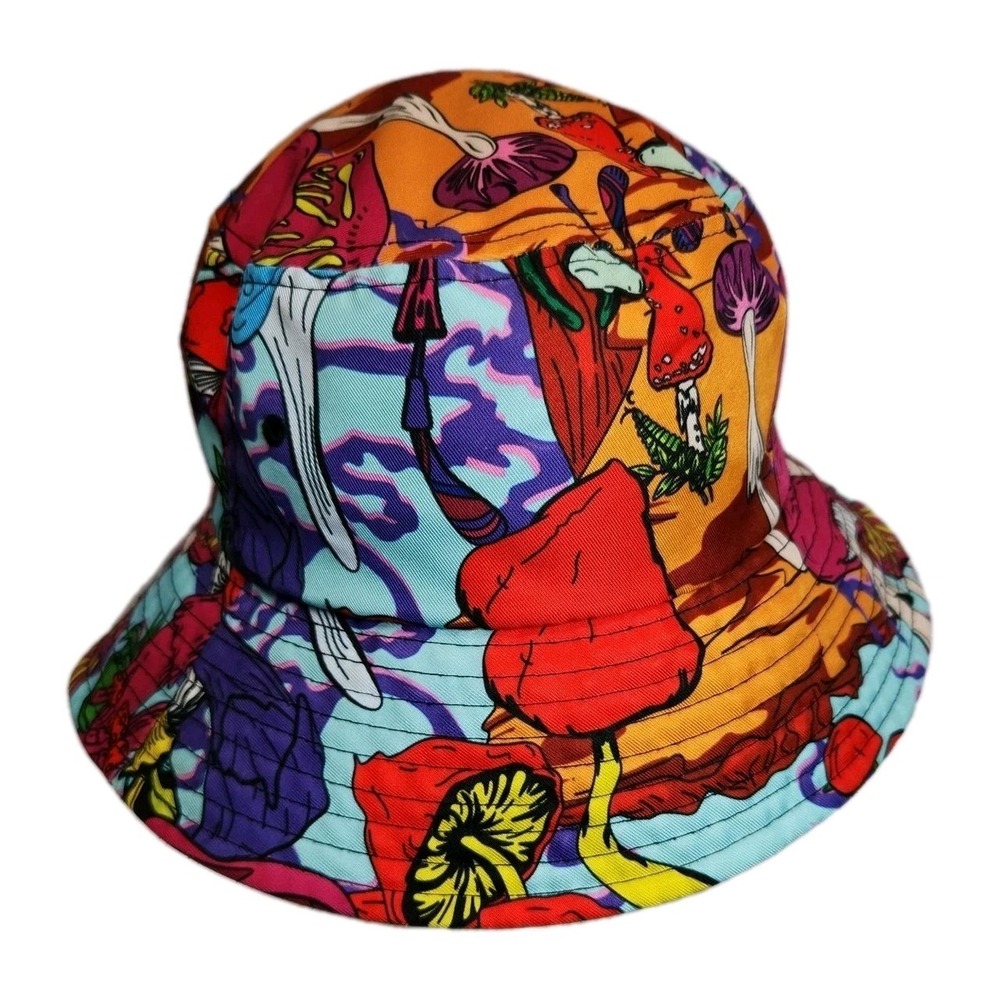Trippy Psychedelic Mushroom Bucket Hat Festival Rave Colorful Unisex Cap